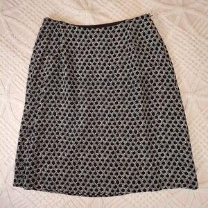 Vintage Talbots Pure Silk Women's Size‎ 18W Skirt Lined Black Gray Link Side Zip